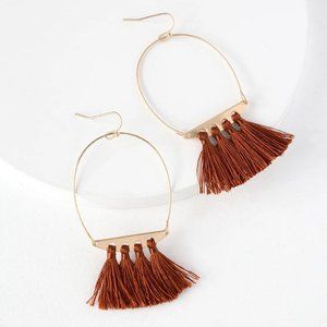 Lulus Charm Gold and Rust Tassel Earrings